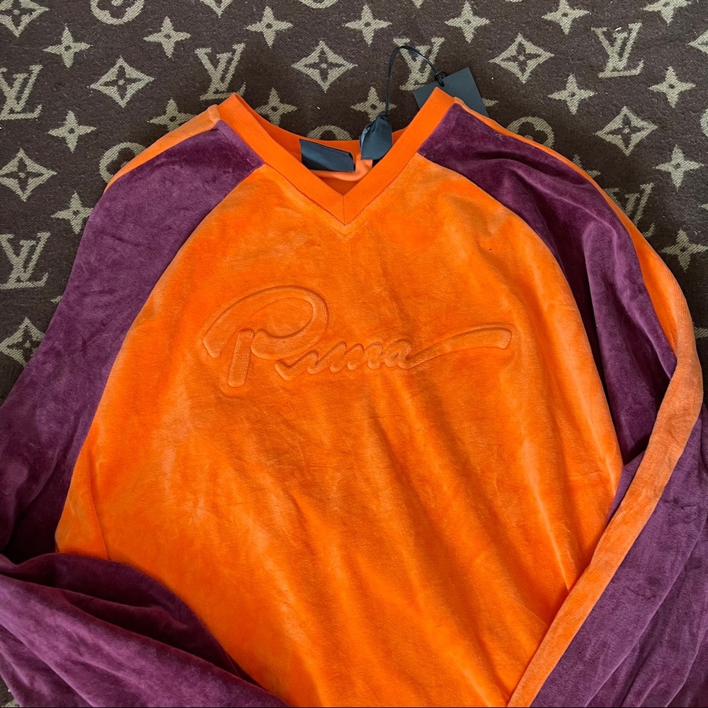 Puma Fenty Rihanna orange velour sweater y2k 90s